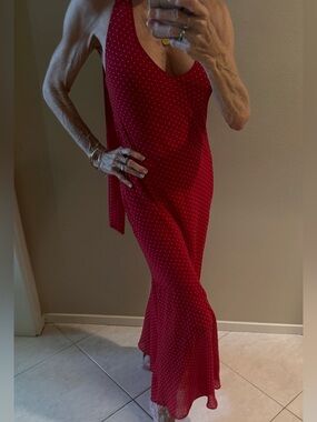wild fable Red Halter Polka Dot Maxi Dress